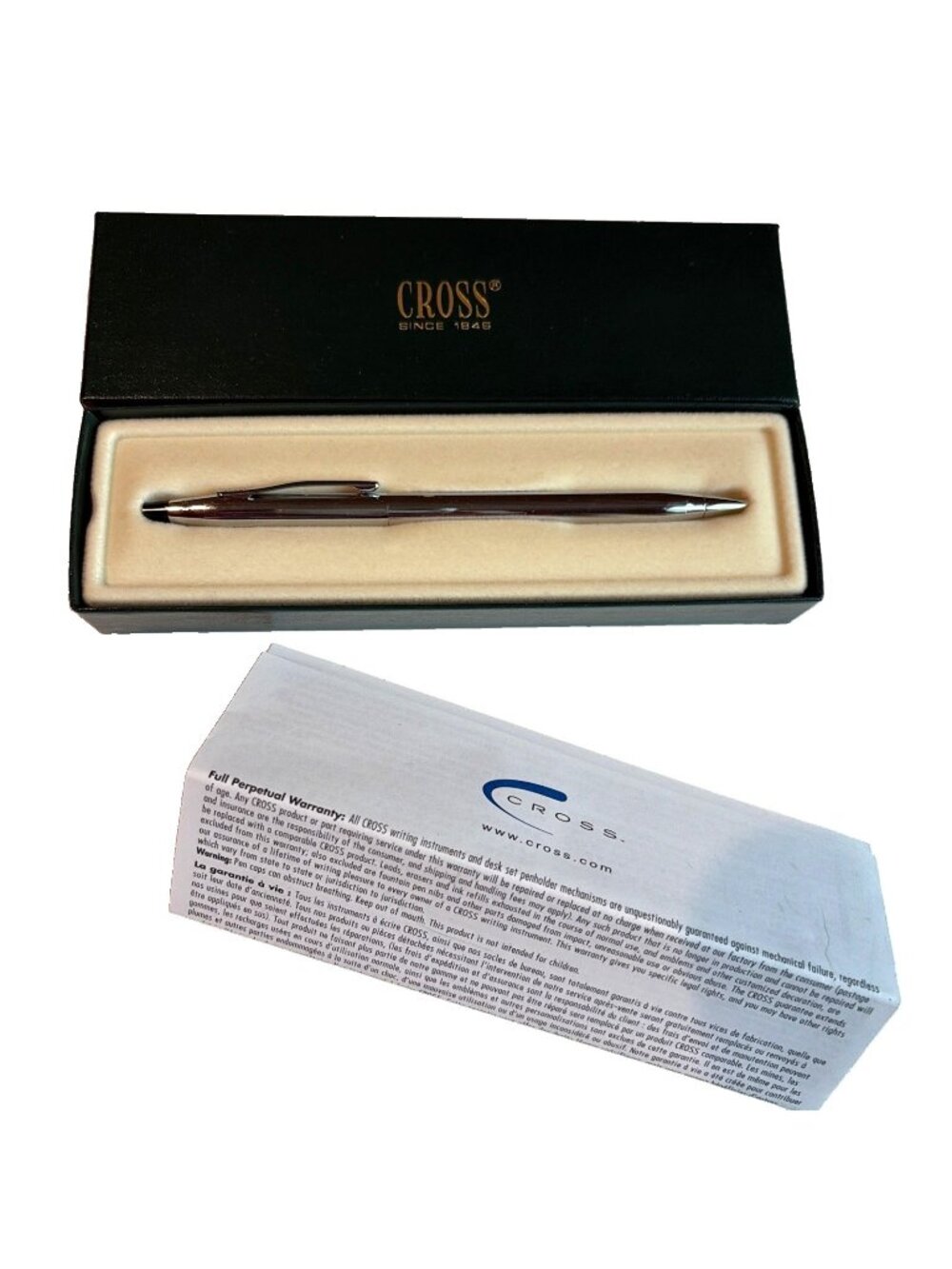 Cross Ballpoint Pen Silver Tone Metal With Original Gift Box Made in USA NEW